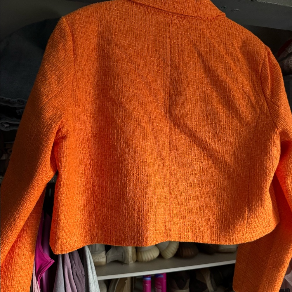 Dolce Cabo Women's Orange Cropped Blazer - Picture 3 of 5
